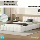 Alfordson Talmon Bed Frame – King Single, White Boucle, Upholstered, Sturdy