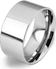 [Generic] 10mm Wide Titanium Steel Ring Simple Style Rose Gold/Silver Big Band Polished Flat Top For Men Women