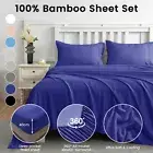 2000TC 100% Cooling Bamboo Soft Flat Fitted Sheet Set Single Double Queen King