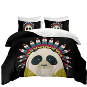 Cute Native American Panda Character Quilt Cover
