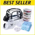 Reusable Clear Lunch Bag with Freezer-Safe Meal Prep Containers and Shaker Cup