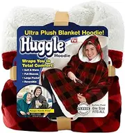 Ontel Huggle Hoodie, Ultra Plush Blanket, Buffalo Plaid, One Size
