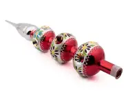 X large Czech blown glass indent reflector Christmas tree topper 16"