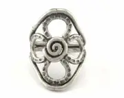 Flower Adjustable Ring Antique Silver Plated brass 20mm 10.5US size Adjus. 3059