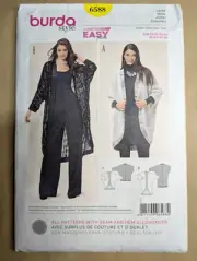 BURDA 6588 Sizes US 6/8-26/28 Misses Jacket Kimono Sleeve Drape Super EASY Uncut