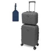 Pierre Cardin Cabin Hard-Shell Suitcase & Mini Beauty Case Set w/ Tag Grey