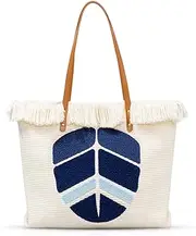 [QTKJ] Canvas Tote Bag, Handbags for Women, Tassels Shoulder Bag, Large Capacity Work Bag，Reusable Canvas Lunch Bag Teacher Bag Shopping, Utility Aesthetic Tote Bag (Leaf), White, One Size