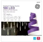 GE StayBright 100-Count Sparkling Warm White Icicle LED Christmas Lights