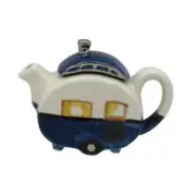 Caravan Trailer Blue 1 Cup SMALL Semi Porcelain Teapot Made in UK Miniature