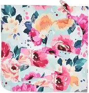 [LIFKOME] 1 Set Attractive Hat Set Durable Headband and Printed Towel for Newborns Floral Design for Outdoor Wear and Keeping Warm Cold Weather Blue