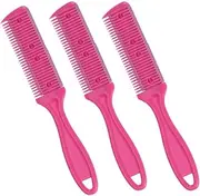 BATHVEVE 3pcs Hair Comb Cutters Comb Razor Cutting Scissors Trimmer Razor Trimmer Hair Scissors Rosy
