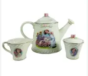 Shirley Temple Teapot with Creamer & Sugar Set Danbury Mint Porcelain COA & Box
