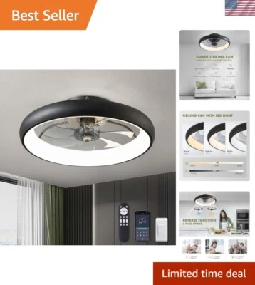 Quiet 20'' Ceiling Fan with Adjustable Light & Remote - Perfect for Bedrooms