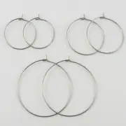 Bulk set of 20 Wine Glass Charm Findings DIY Stainless Steel Select Size