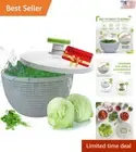 Large Salad Spinner: Easy One-Handed, Compact Storage, Dries Greens in Seconds