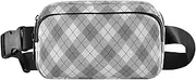 [Amooorous] Gray and White Checkerboard Cute Crossbody Bag Waist Packs for Men Women Water Resistant Croose Body Purse with Adjustable Strap for Cycling Hiking Gym, Gray and white checkerboard, 1 size
