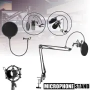 Pro Audio Condenser Microphone Mic Stand Kit Vocal Studio Recording Set Boom Arm