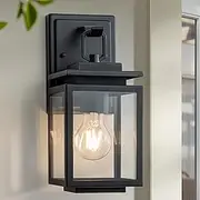 FTL Outdoor Wall Lights Fixture, Exterior Wall Light IP44 Waterproof, Porch Light Outdoor, Patio Sconces Lighting with E27 Socket & Glass Shade, Outside Garden Lamps for Garage, Entryway, Matte Black