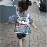 在飛比找ETMall東森購物網優惠-INS韓國兒童雙肩背包透明零食包果凍包沙灘包寶寶玩具包拍照道