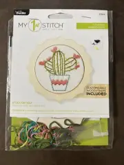 Plaid Bucilla My 1st Stitch Stamped Embroidery Kit “Stuck On You” Cactus New