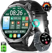 [HIRREO] Men's Smart Watch with 1.85 Inch HD Large Screen/LED Smartwatch Lamp 710 mAh Battery with 120+ Sports Modes, 24/7 Heart Rate Monitor and Sleep Monitor IP69 Waterproof for Android iOS