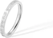 [munone] 2mm Sunshine Ring for Women Men,18k Gold Plated Titanium Sun Engraved Stacking Rings, You Are My Sunshine Statement Band