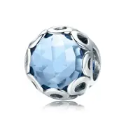 925 Sterling Silver Light Blue Charm Bead for Charm Bracelet Fits Pandora