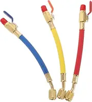 KOCKSHION 3pcs Charging Hoses Valves Refrigeration Maintenance Tools for Car Filling Low Loss User-Friendly Design Red Yellow
