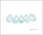 6 Cubic Zirconia Flat Briolette Beads 6x9mm Light Sky Blue #64673