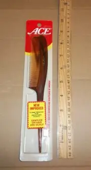 Vtg New Ace Rat Tail Hair Salon Comb Tortoise Shell Flame Treated Plastic #34