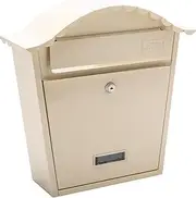 Burg-Wachter MB01AC Classic Wall Mounted Galvanised Steel Lockable Weatherproof Post Box, Antique Cream, 36x37x13cm