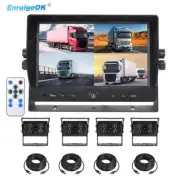 9" 4CH Monitor Realtime Rear Reversing Camera Kit 4 Cameras for Truck RV Bus 12V