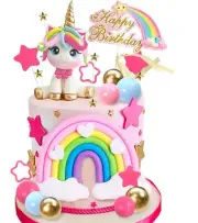 29 PCS Unicorn Cake Topper Rainbow Decorations for Birthday Party Supplies