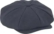 [noTrash2003] Baker Boy Heritage Cap in Retro Look, Lined Peaked Cap, Herringbone Pattern, Balloon Cap, Gatsby Cap with Reinforced Peak, Unisex S/M and L/XL in Navy or Grey