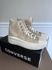 Converse Chuck Taylor Women’s 8.5 All Star Move hi beige Platform Shoes a09808c