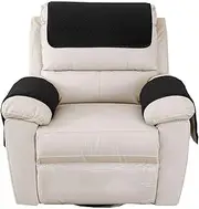 3 Pieces Recliner Armrest Cover,1~3 Seater Thicken Plush Armrest Cover with Side Pocket Headrest Couch Cover Non-Slip Universal Furniture Protector for Sofa Recliner Chair-White (Color : Black, Size