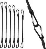 Bungee Cords with Carabiner Hooks, 6-Pack Black Heavy Duty Bungee Straps 18“, 2
