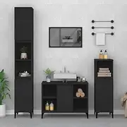Sink Cabinet Black 80x33x60 cm Engineered Wood,Bathroom Vanity Units 18.9KG-821293