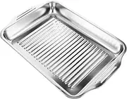 MINAOLULUS Stainless Steel Rectangular Roasting Pan for Induction Cookers Versatile Baking Tray for Home Restaurant Use Lightweight Durable Griddle Plate for Seafood and More