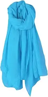 ZEBEYE Elegant Soft Wraps Ladies Scarves,Long Scarves, Women Solid Color Long Scarf Wrap Vintage Cotton Linen Large Shawl Hijab Elegant Fuchsia (Color : Sky Blue), Sky Blue