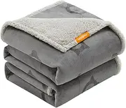 Feandrea Waterproof Dog Blanket, Sherpa Fleece Pet Blanket for Extra Large Dogs and People, Cats, 229 x 203 cm, XXXL, Machine Washable, Double-Sided Sofa Cover Protection, Grey PPB090G01