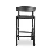 Erika 65cm Bar Stool - Full Black with Back Rest