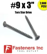 INTERCORP XT930W #9 X 3" WAR Coat Drywall/Deck Screws Torx/Star Drive 2,000/BOX