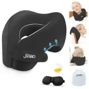 Travel Neck Pillow, Advanced Neck Support for International Flights, 3D Black