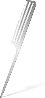 Metal Rat Tail Comb Stainless Steel Hair Combs Flat Top Fine Cutting Comb Teasing Pin Tail Barber Comb with Parting Tip, Rat Tail Comb with Metal Pick for Hair Stylist Women Men