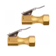 2x Car Tire Inflatable Straight Brass Open Flow Air Chuck Lock-On Clip