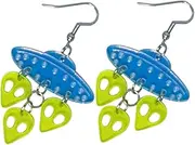 [MOBUTOFU] 1pair Ufo Spaceship Dangle Earrings Funny Ear Accessories for Women Unique Design Lightweight Comfortable for All Styles