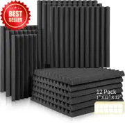 12-Pack Acoustic Panels - 12"x12"x1" Soundproof Foam - Studio, Includes Adhesive