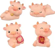 ibasenice 4pcs Cow Home Decoration Feng Shui Ox 2021 Feng Shui Ornament Cow Statue Miniature Garden Animal Ox Sculpture Mini Animal Figurines Animal Crafts Car Interior Resin The Bubble