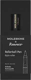 Moleskine x Kaweco Rollerball Refillable Pen in ABS plastic for Writers, Note-takers, Refill 0.7 mm with Black Ink Included, Color Black